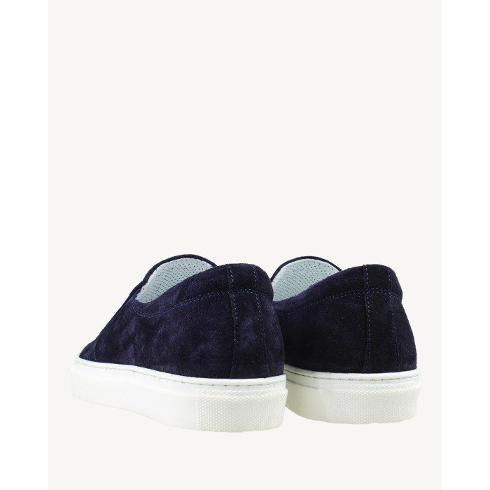 Granatowe skórzane trampki wsuwane