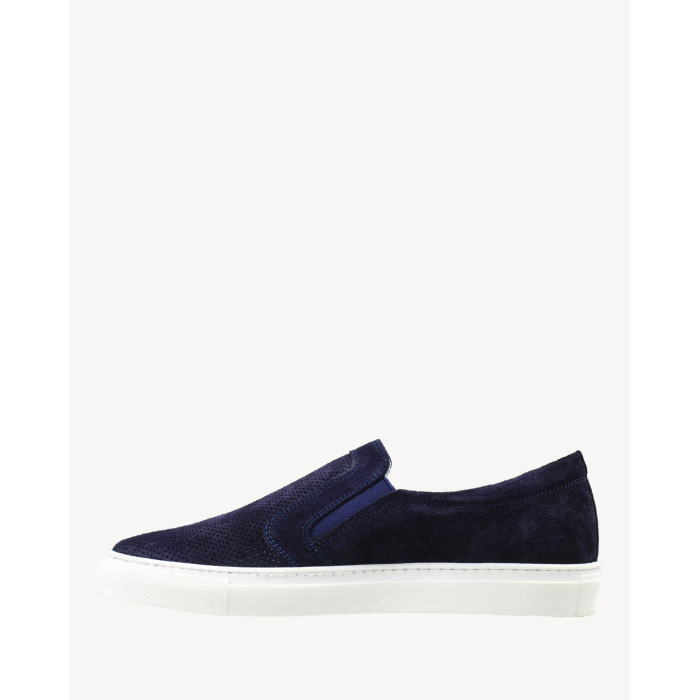 Granatowe skórzane trampki wsuwane