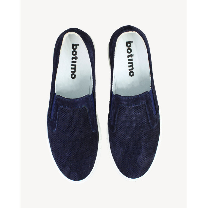 Granatowe skórzane trampki wsuwane