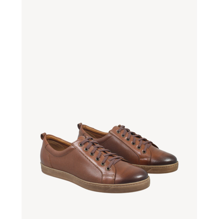 Brązowe trampki męskie skóra lico