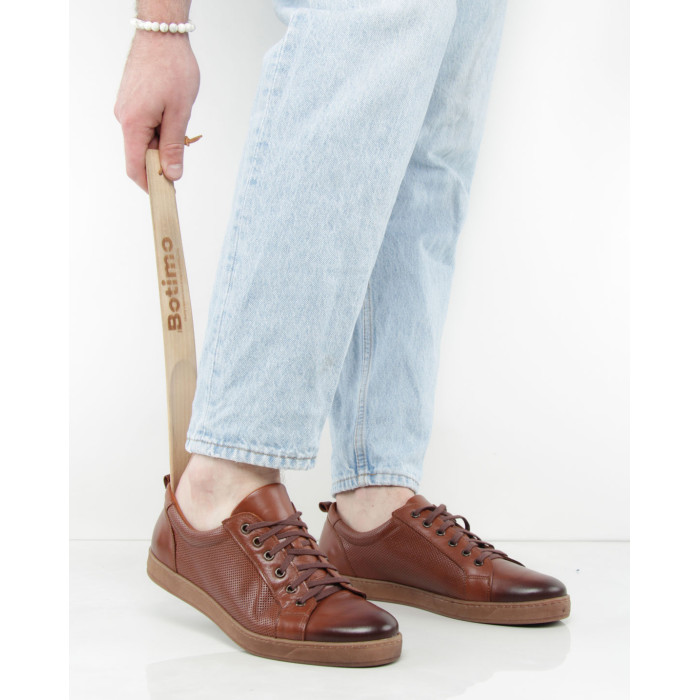 Brązowe trampki męskie skóra lico