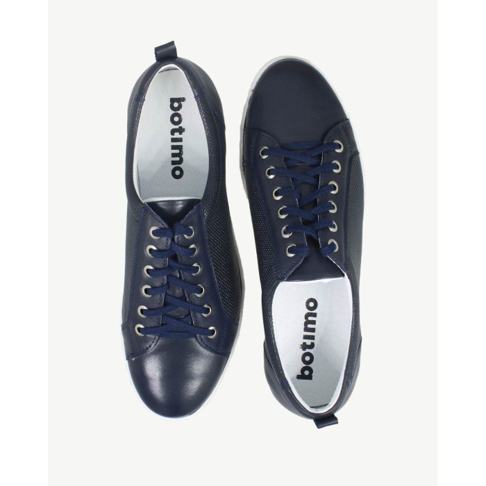 Navy blue men's sneakers grain leather