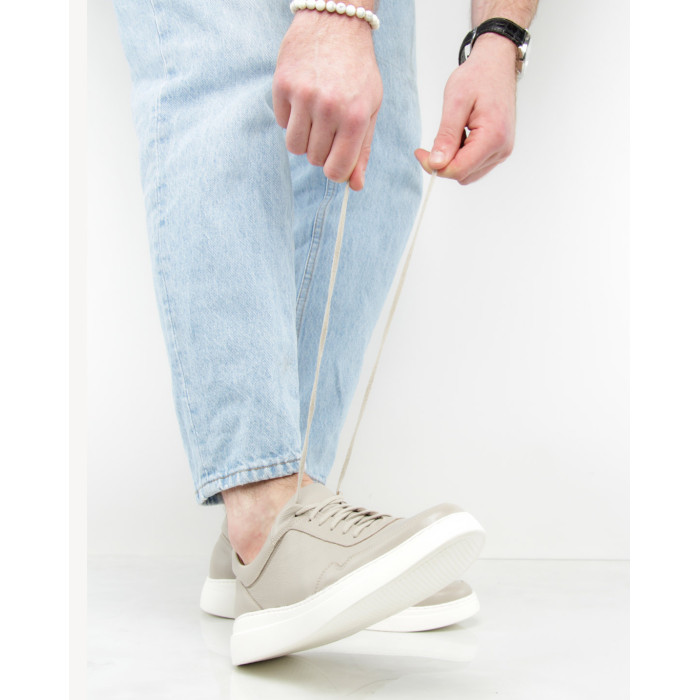 Szare trampki ze skóry licowej