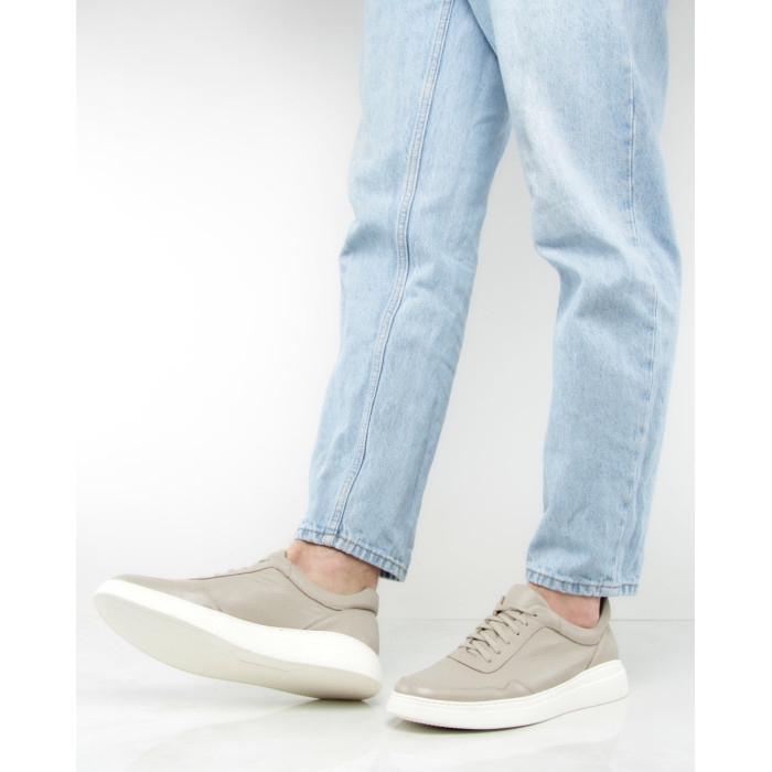 Szare trampki ze skóry licowej