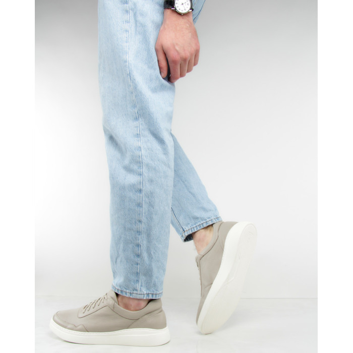 Szare trampki ze skóry licowej