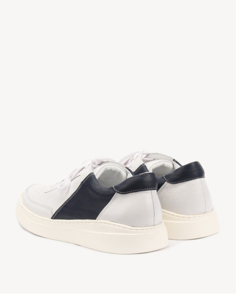 White and navy blue grain leather sneakers BOTIMO