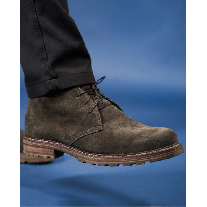 Szare Kozaki Męskie skóra welurowa