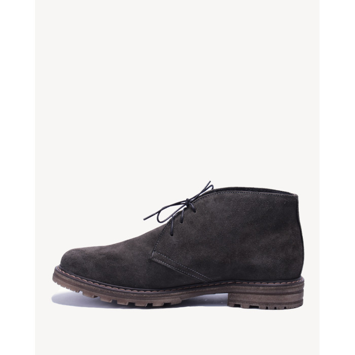 Szare Kozaki Męskie skóra welurowa