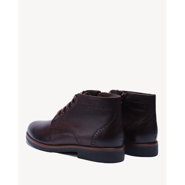 Męskie botki sznurowane BURLEY, czarna skóra lico