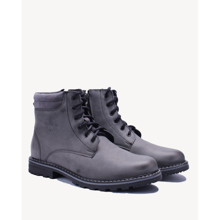 Szare Kozaki Męskie skóra nubukowa