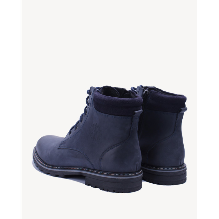 Granatowe Kozaki Męskie skóra nubukowa