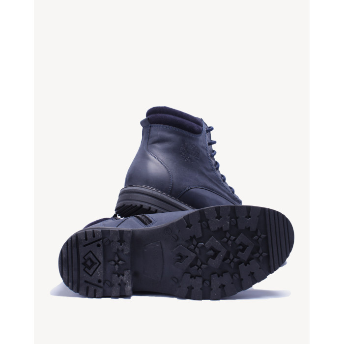 Granatowe Kozaki Męskie skóra nubukowa