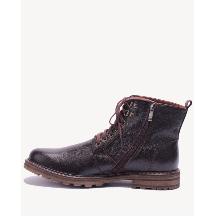 Brązowe Kozaki Męskie skóra licowa