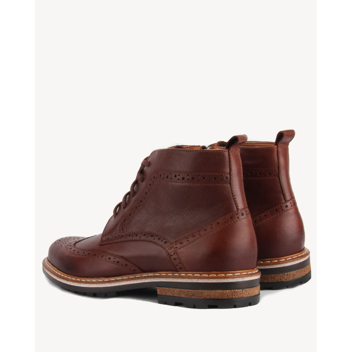 Brązowe Kozaki Męskie skóra licowa