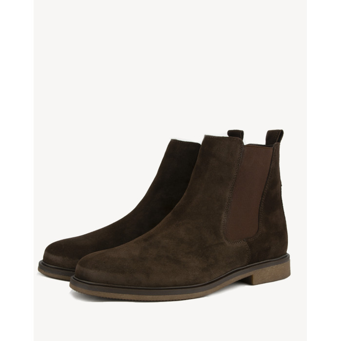 Brązowe sztyblety Męskie skóra welur