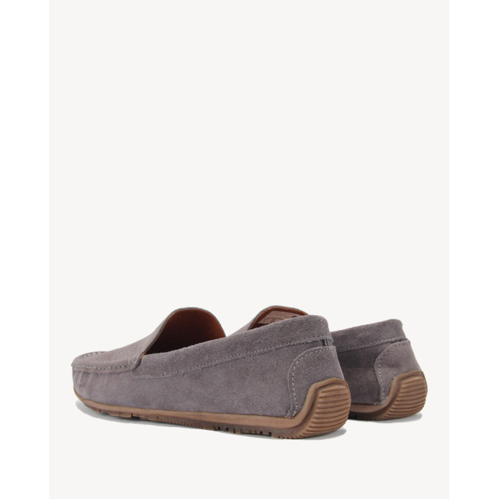 Szare mokasyny ze skóry welurowej