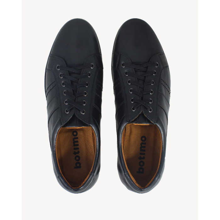 Sporty black men's half shoes grain leather
