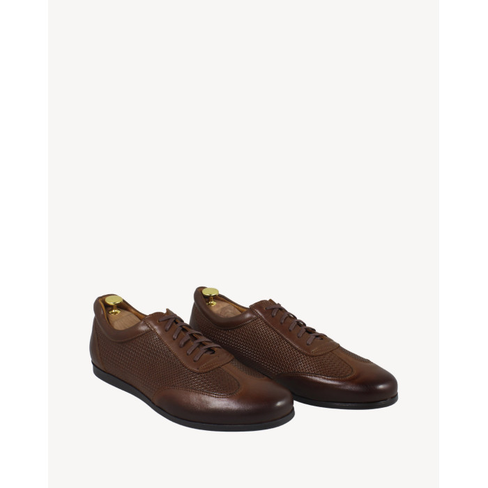 Brown sports half shoes for men grain leather
