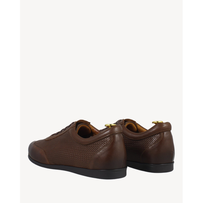 Brown sports half shoes for men grain leather