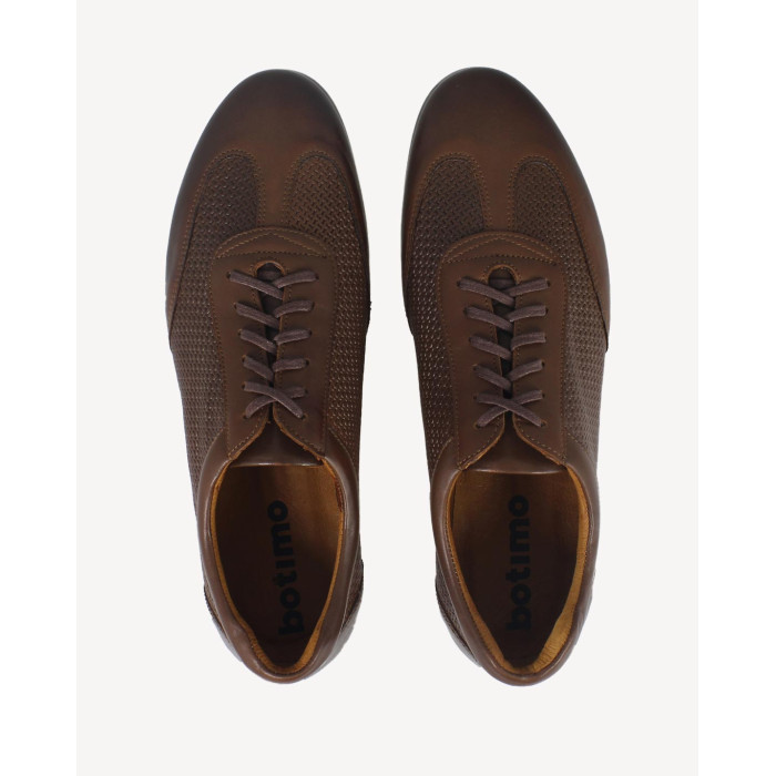 Brown sports half shoes for men grain leather