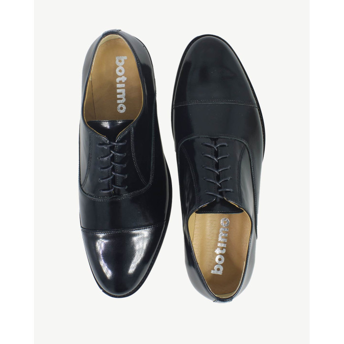 Black patent leather formal half shoes with 2 cm heels