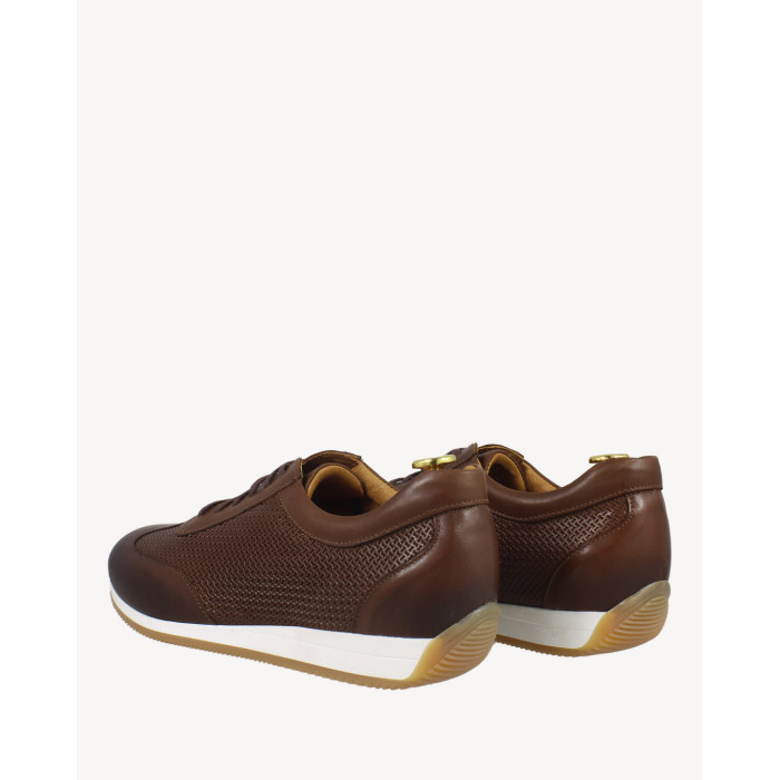 Brązowe półbuty sportowe męskie skórzane