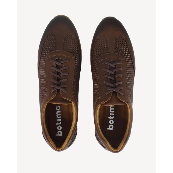 Brązowe półbuty sportowe męskie skórzane