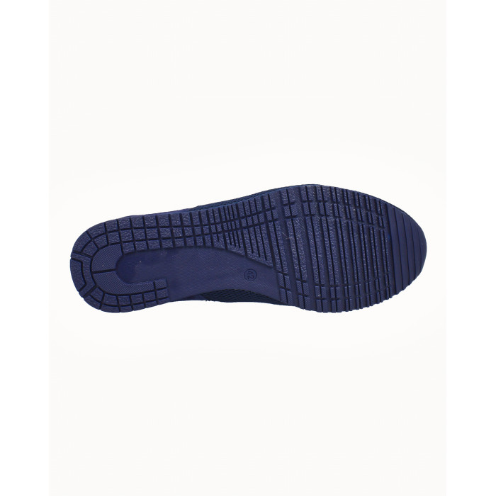 Sporty navy blue men's half shoes velour leather