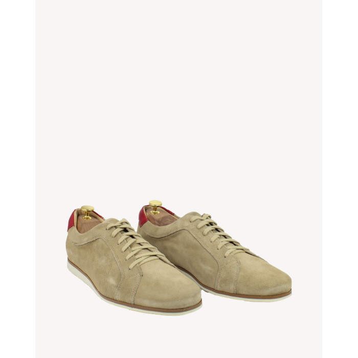 Beige casual half shoes in velour leather