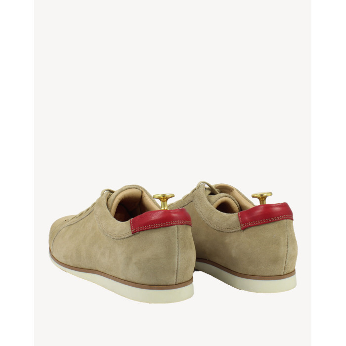 Beige casual half shoes in velour leather