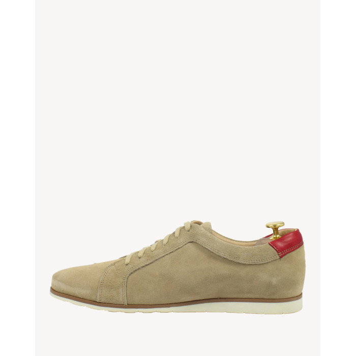 Beige casual half shoes in velour leather