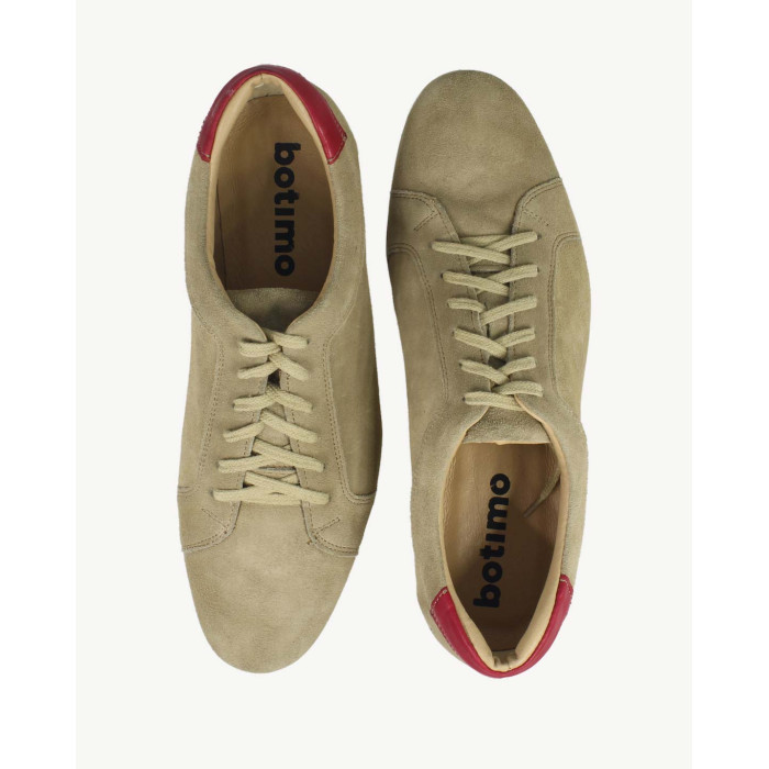 Beige casual half shoes in velour leather