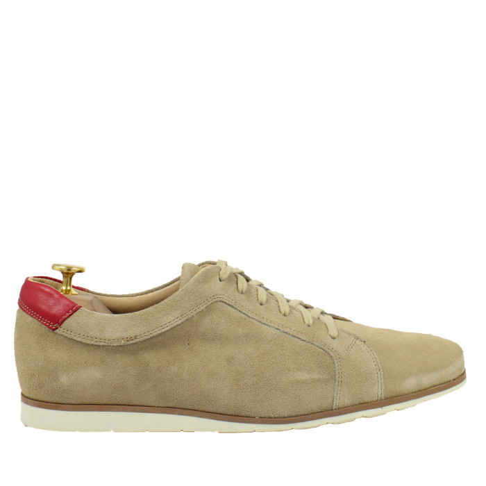 Beige casual half shoes in velour leather