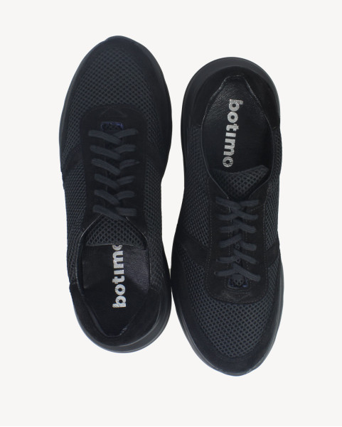 Czarne oddychające sneakersy na 3cm podeszwie