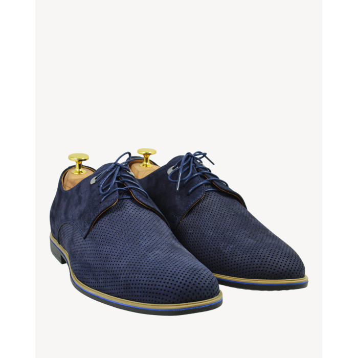 Granatowe półbuty skóra nubukowa