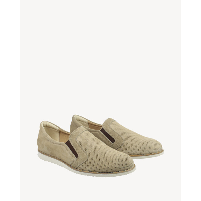 Beżowe eleganckie półbuty skóra welurowa