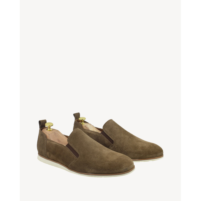 Brown elegant half shoes velour leather