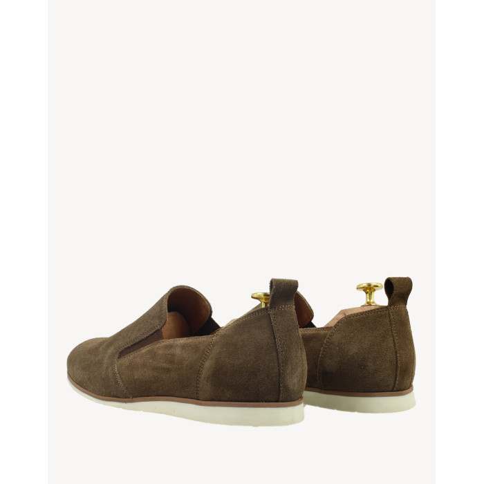 Brown elegant half shoes velour leather