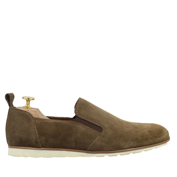 Brown elegant half shoes velour leather