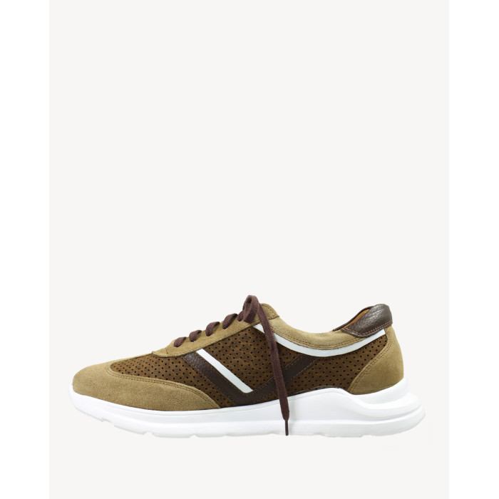 Brown men's sneakers velour leather