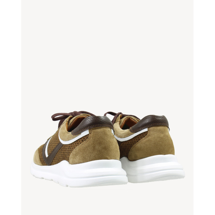 Brown men's sneakers velour leather