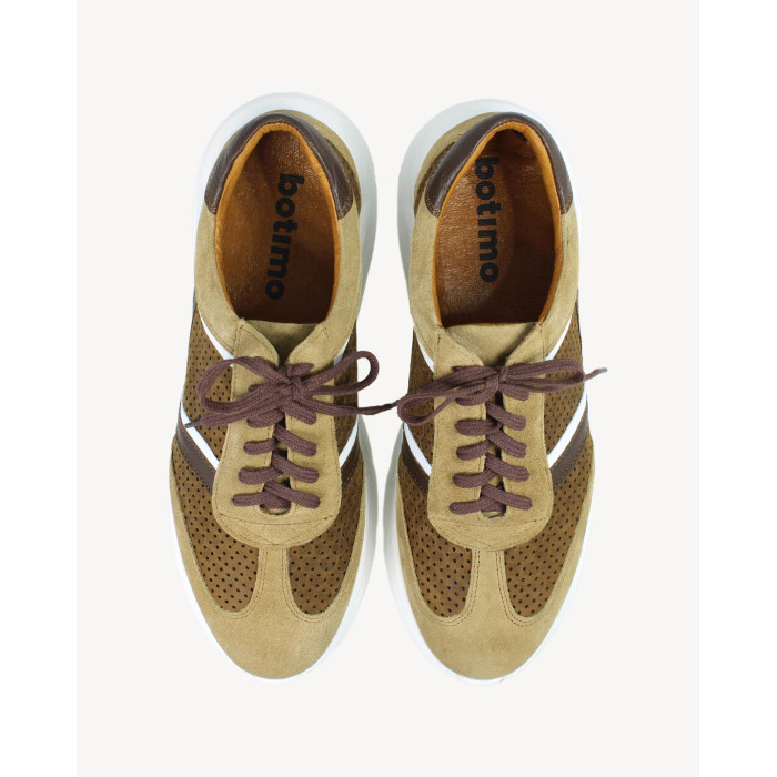 Brown men's sneakers velour leather