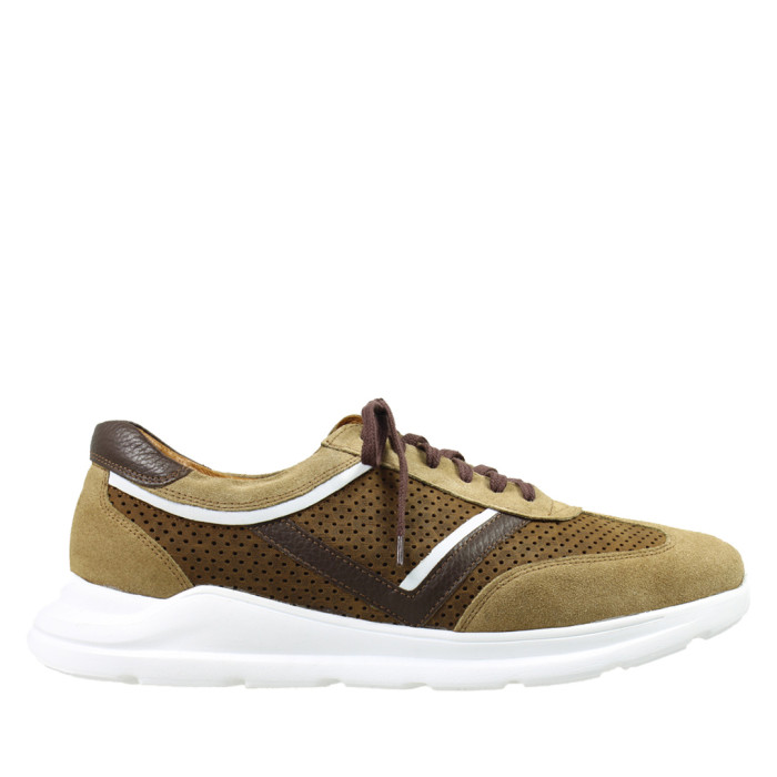 Brown men's sneakers velour leather