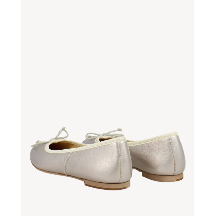 Metaliczne wygodne baleriny skóra licowa