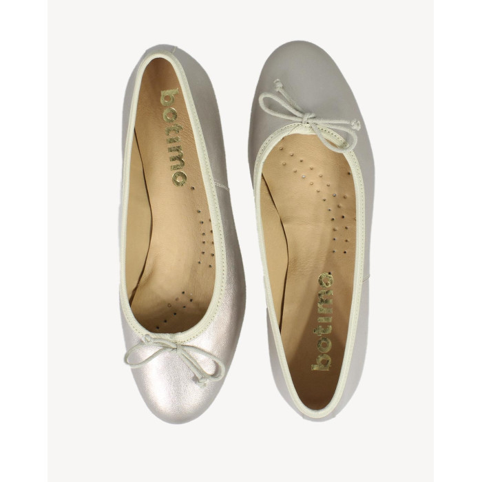 Metaliczne wygodne baleriny skóra licowa