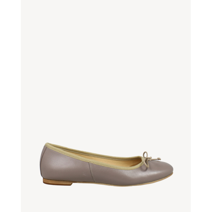 Dark beige comfortable ballerinas grain leather