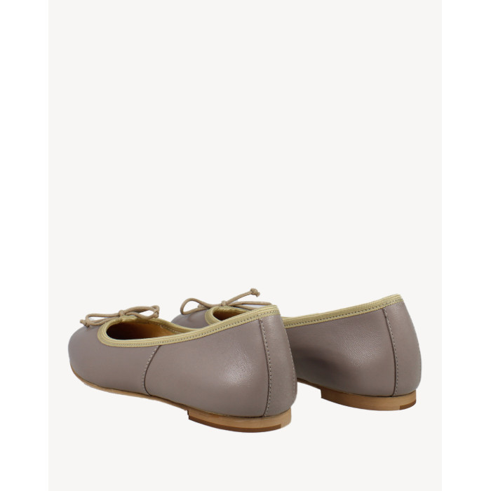 Dark beige comfortable ballerinas grain leather