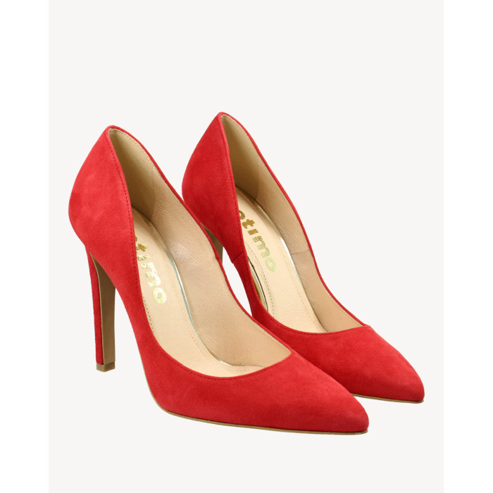 Czerwone szpilki na 11cm obcasie zamsz STAGÓRS
