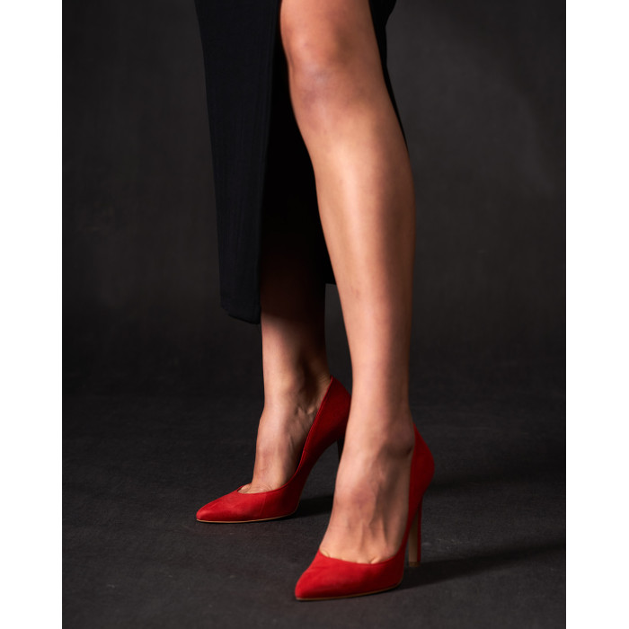 Czerwone szpilki na 11cm obcasie zamsz STAGÓRS