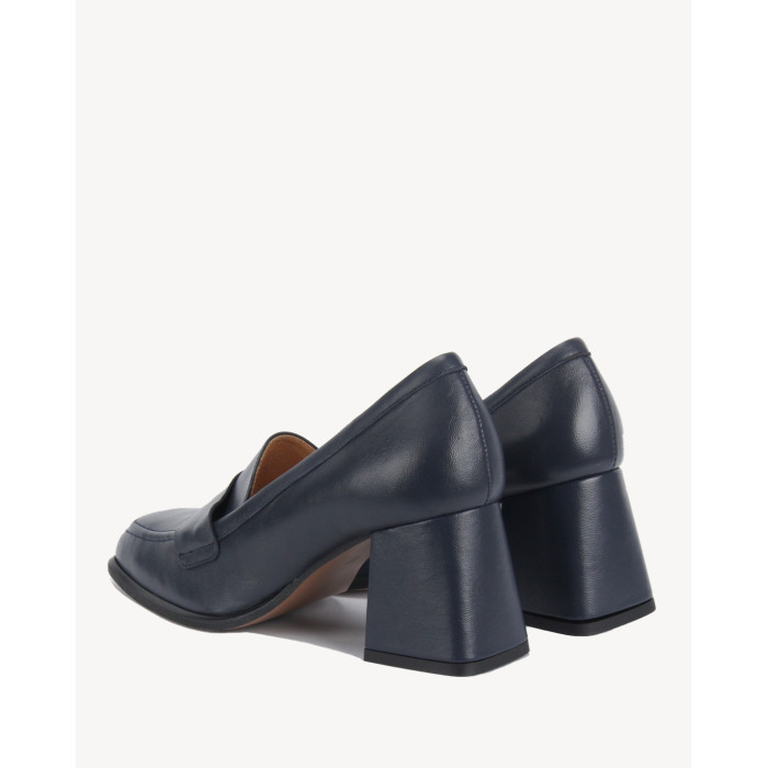 Granatowe czółenka skórzane na 6cm klocku